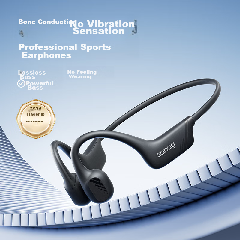 SANAG Saina B21 Bone Conduction Headphones, Bluetooth Sports Earphones, Open-Ear Design for Running, Waterproof, Wireless, Suitable for Cycling, Outdoor Riding, Long Battery Life, Compatible with Huaw