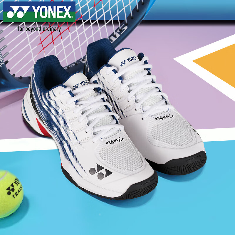 YONEX Men's Tennis Shoes Anti-slip Shock Absorption Professional Competition Training Sports Shoes SHTTGCEX White/Deep Blue Size 43