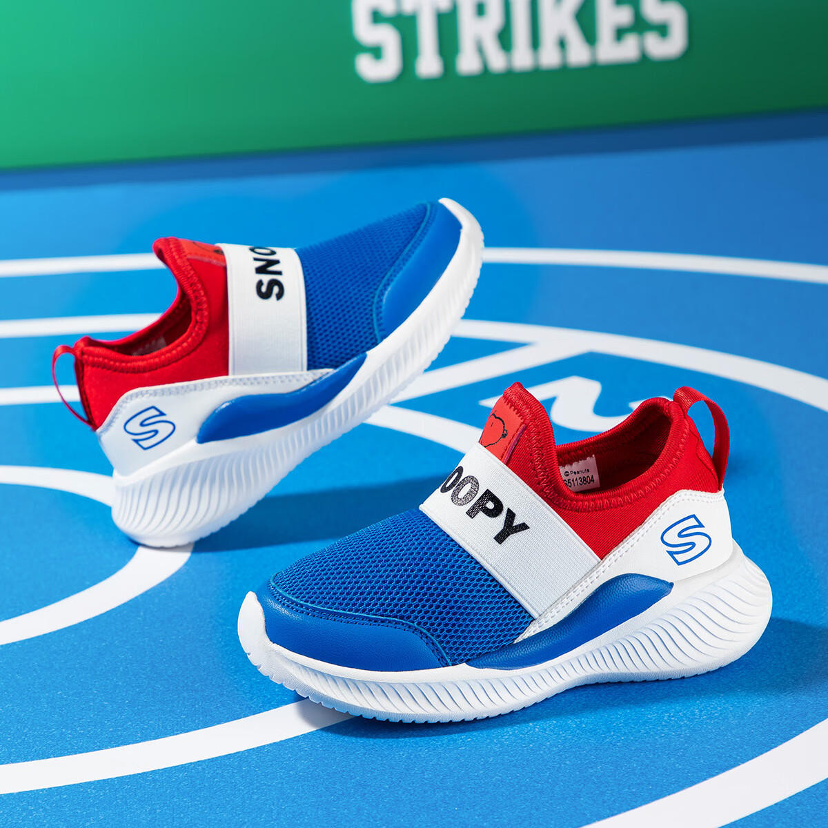 SNOOPYSNOOPY Kids Running Shoes Breathable Mesh Sneakers Boys Girls Sports Shoes 3804 Blue Red Size 27