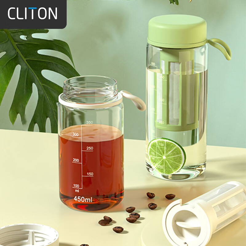 CLITON Cold Brew Coffee Maker, Filter Cold Brew Cup, Coffee Filter Pot, Cold Water Pitcher, Tea Infuser, Ice Drip Pot, Cold Brew Cup 600ml