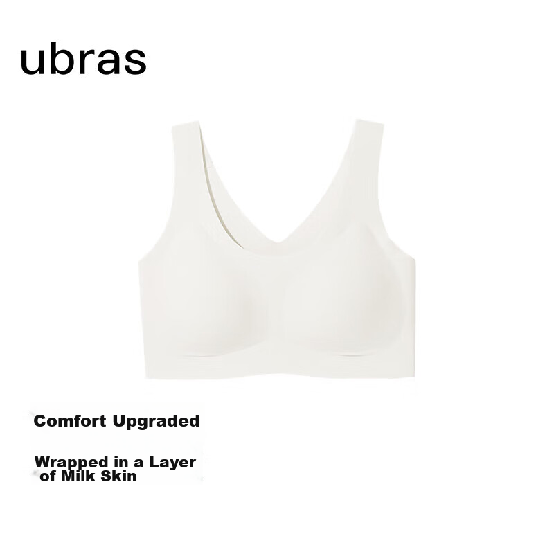 Ubras Sizeless Small Milk Skin, No Need to Remove Chest Pads, Upgraded Version Vest Bra, Invisible Seamless Underwear for Women, Oatmeal Milk Color small