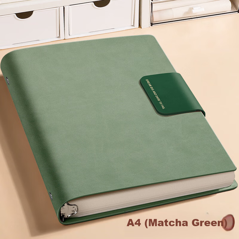 Ujia A4 Loose-leaf Notebook High Appearance Value Simple Soft Leather Thick Horizontal Line Removable Stationery Business Office Notebook Diary