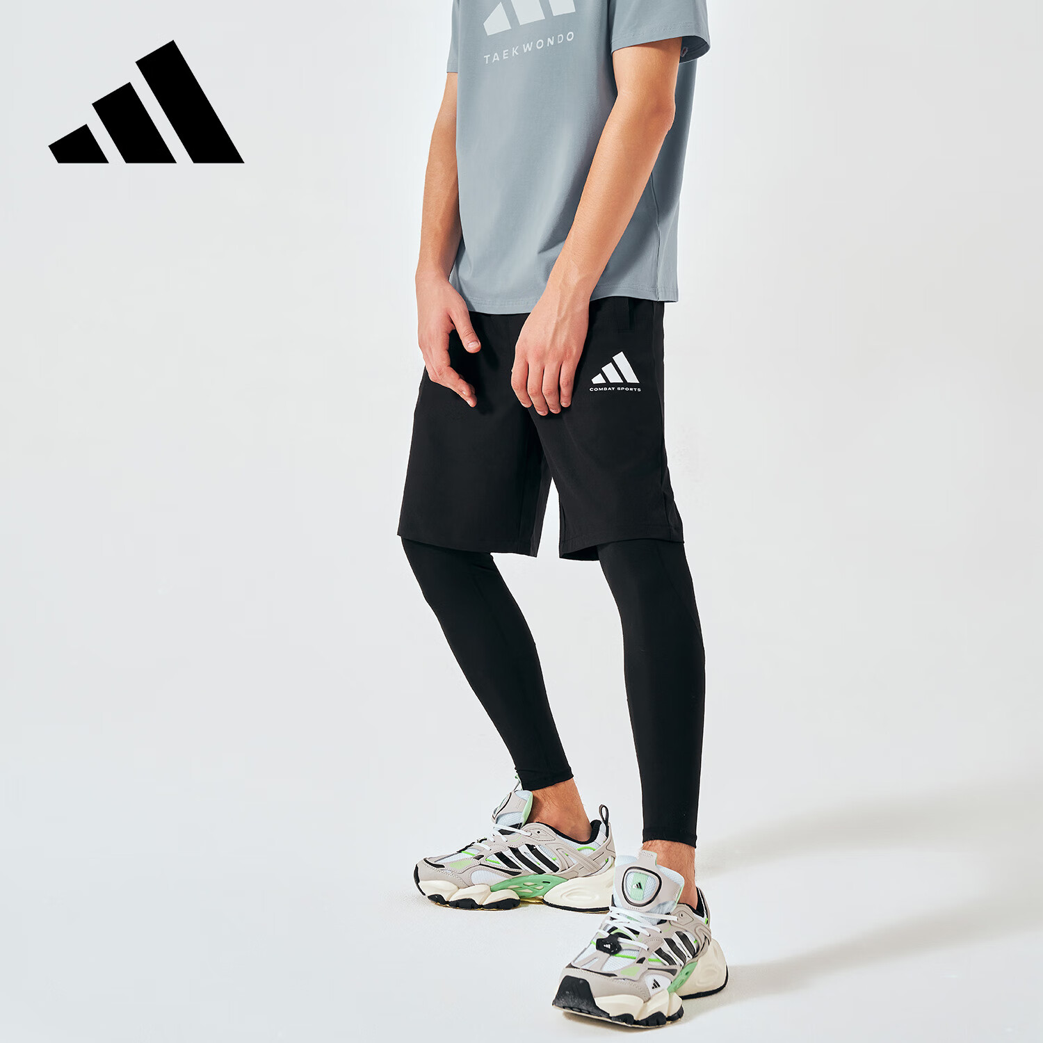 Adidas Men's Summer Breathable Thin Loose Casual Sports Woven Five Shorts Black/White 3CS-BW 3XL