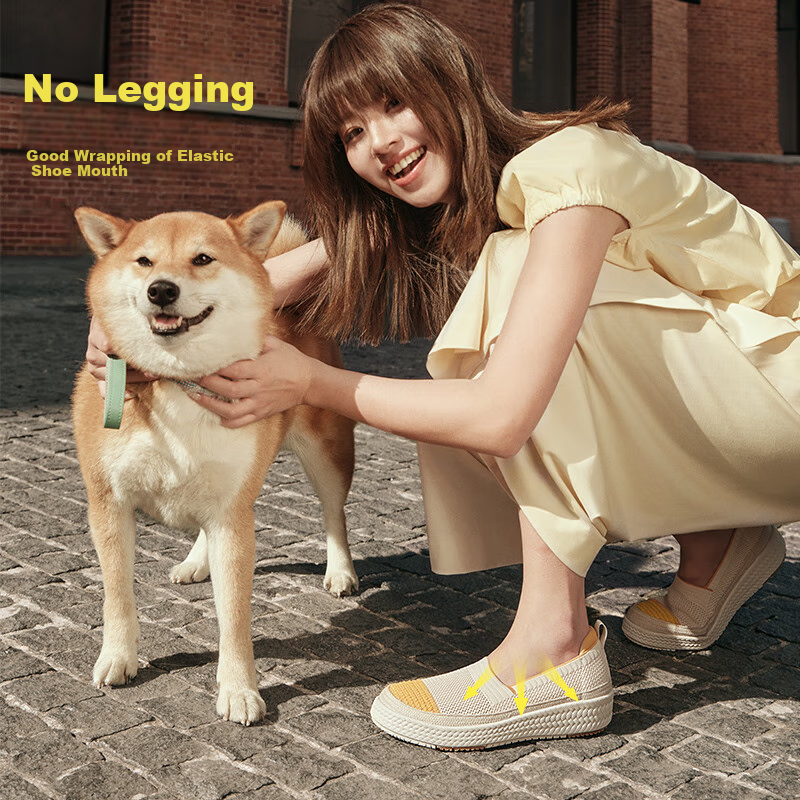 Pansy Japanese Fisherman Shoes for Women, Spring New Style Slip-On Breathable Mesh Shoes 4238, Cream Yellow, Size 39