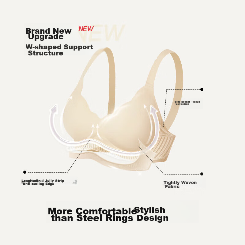 Ubras Petal Cup Soft Support Bra with Thin Straps, Women's Underwear, Wireless, Push-Up, Milk Salt Blue - Vest L