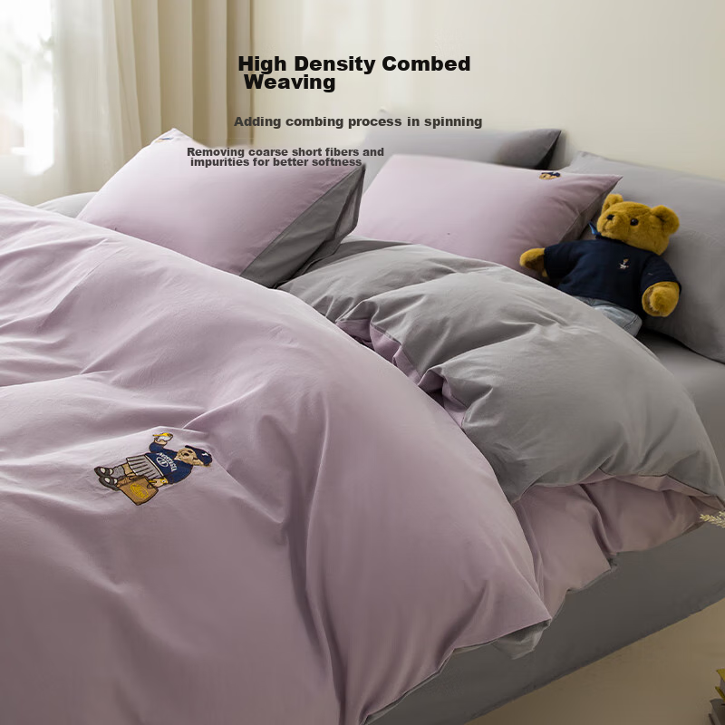 TEENIE WEENIE Winter Bedding Set, 100% Pure Cotton, Includes Fitted Sheet, Duvet Cover, And Bedspread, Three-Piece Bedding Set