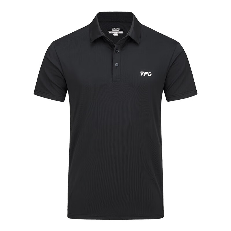 TFO Outdoor Polo Shirt Comfortable Breathable Short Sleeve Top Sports Business Shirt A6112316 Men's Black 1XL