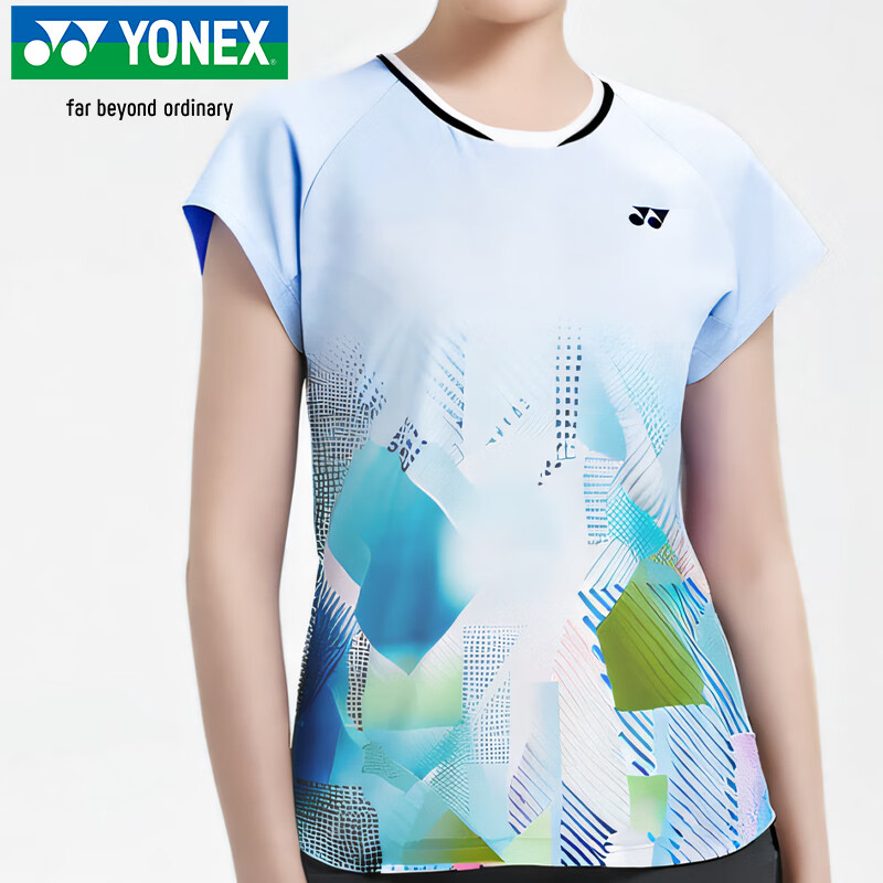 YONEX Women's Professional Sweat-Absorbent and Breathable Badminton T-shirt 210155BCR Pearl Blue L