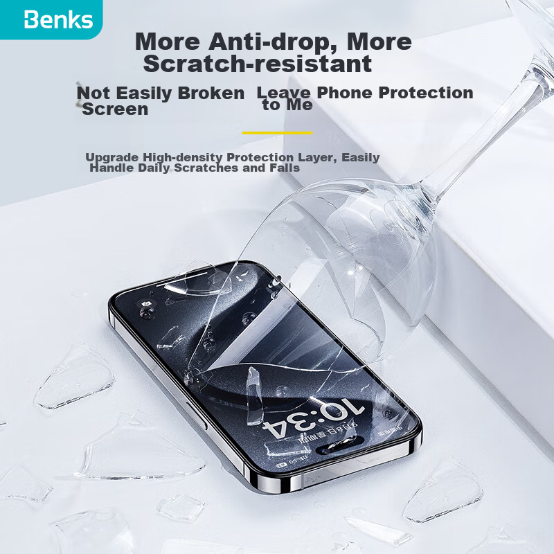 Benks Tempered Glass Screen Protector for Apple IPhone 15 Pro Max, Anti-Glare AR Full Coverage High Definition Anti-Fingerprint Glass Film, Protective Film