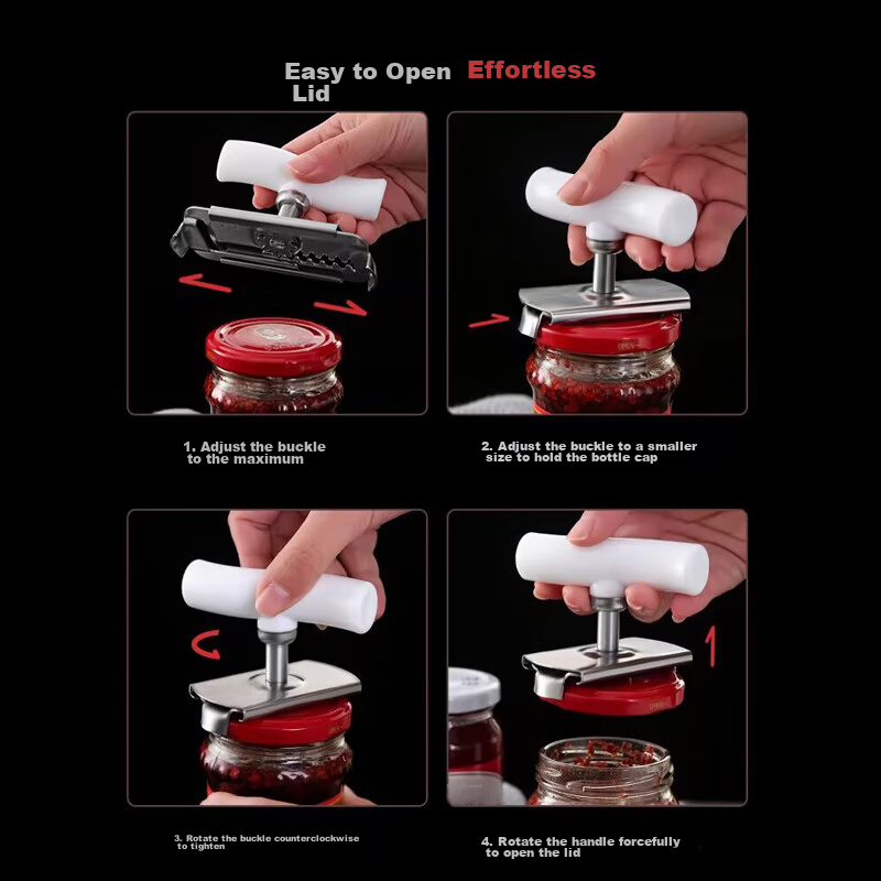 Baijie Can Opener, Stainless Steel Canned Food Opener, Manual Bottle Cap Opener, Gear Tool, Can Opener, Lid Opener