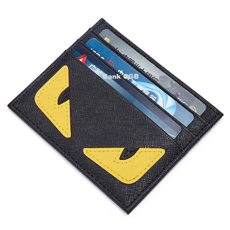 Bosidandun Little Monster Card Holder, Trendy Ultra-Thin Mini Card Case, Multi-Slot Leather Wallet Card Holder, Card Sleeve for Men