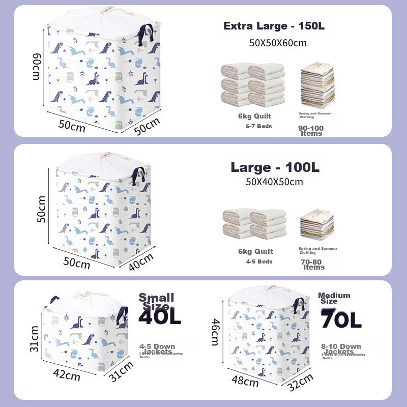 Baicaoyuan Clothes And Quilt Storage Bag, Moving Packing Organizer, Cotton Storage Bag, Dust-Proof And Moisture-Proof Tool, Extra Large Size