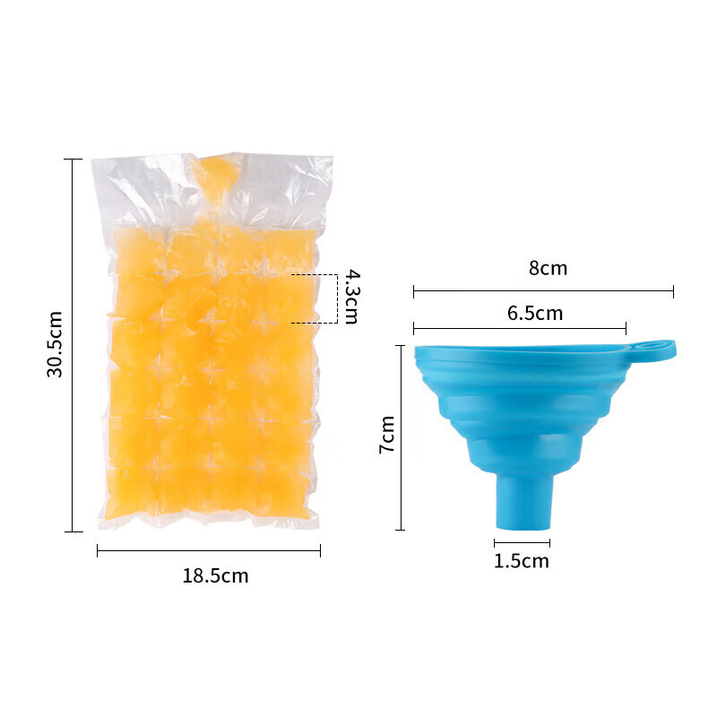 Baijie Ice Cube Bags, Disposable Ice Making Bags, Self-Sealing Ice Cube Molds, Tear-Off Freezing Bags, with Funnel Included