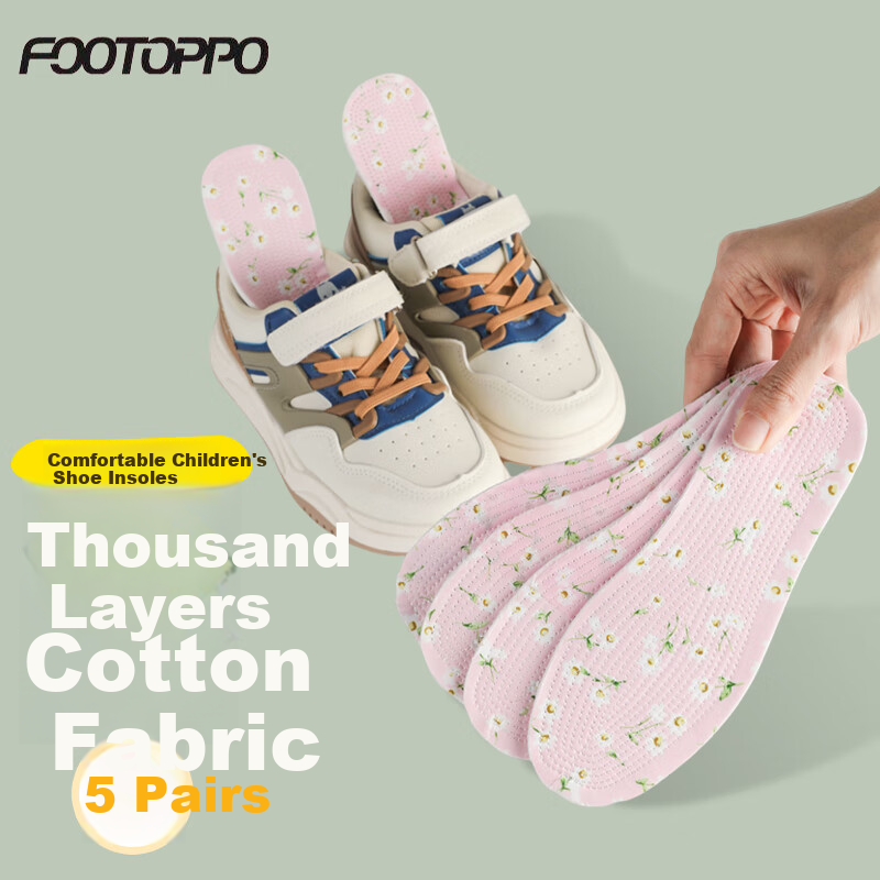FOOTOPPO Children's Shoe Insoles Pure Cotton Thousand-layer Fabric Insoles Can Be Trimmed All Cotton Girls' Baby Toddler Boys' Shoe Insoles