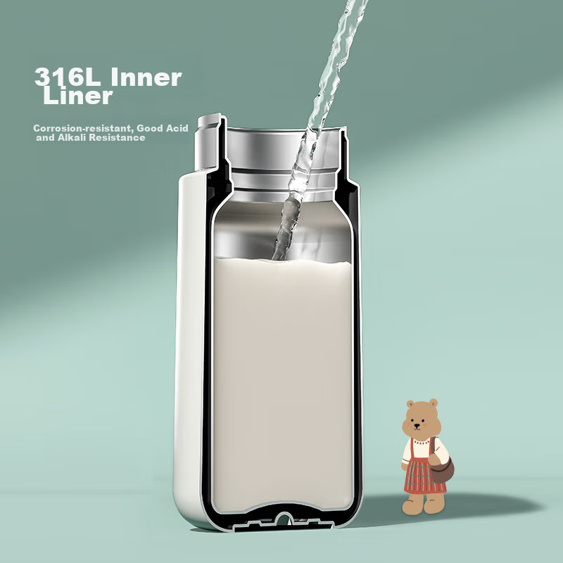 FGA Fuguang Straw Insulated Cup, 316 Stainless Steel, Children's Thermos, Coffee Mug for Men And Women, Student Water Bottle