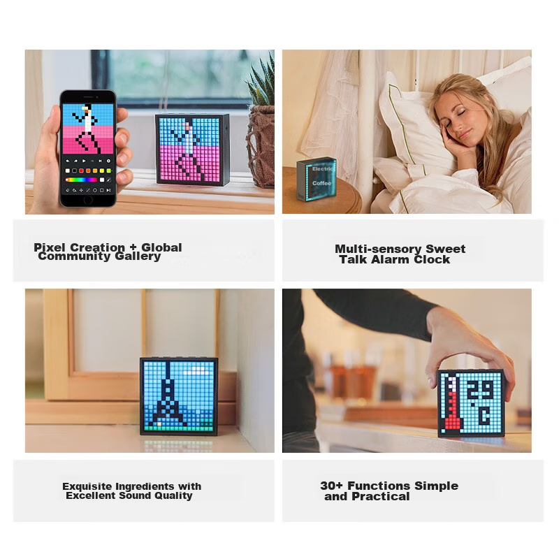 Divoom Dot EVO Bluetooth Speaker, Mini Wireless Portable, Pixel Lyrics Alarm Clock, Laptop Speaker, Home Subwoofer, Gaming Atmosphere, Desk Companion, Gift for Men