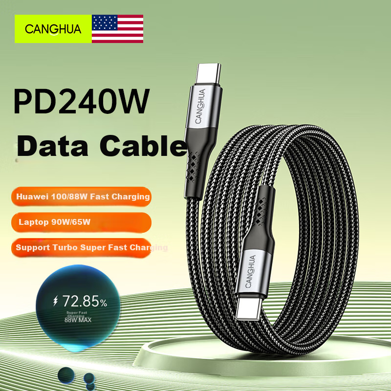 CangHua PD240W Dual Type-C Charging Cable 6A Current CTOC Fast Charging Compatible with 90W/88W/66W for Huawei Mate 70 Pro/Pura 70 Honor Phone