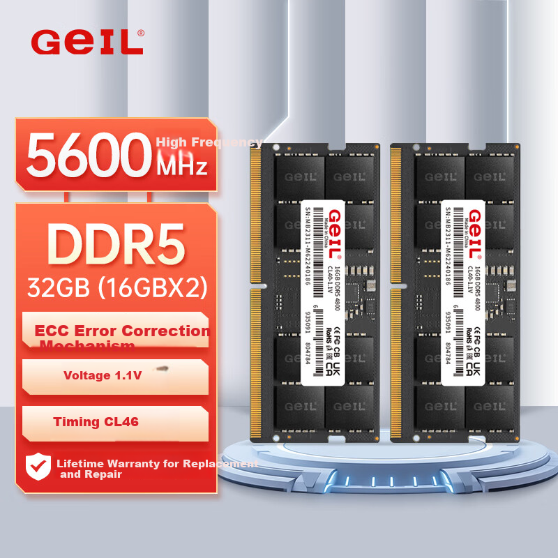 GEIL Golden 32GB (16GBx2) Kit DDR5 5600 Laptop Memory Module Millennium Series