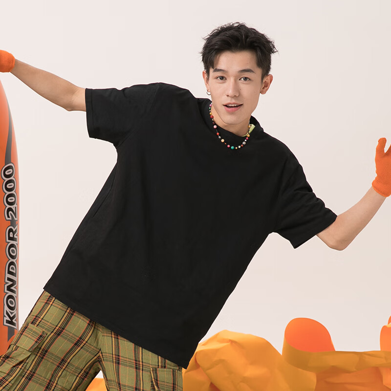 GENIOLAMODE Men's Cotton T-shirt Summer Casual Round Neck Fashion Printed Short Sleeve Youth Men's T-shirt Tide Linen Gray L