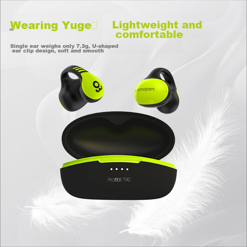 Earsopen Bone Conduction ProfitX T90 Xiao Feidou Professional Sports Bone Conduction Headphones, Clip-On Wireless Bluetooth, Non-In Open-Style Waterproof Running, Energetic Silver