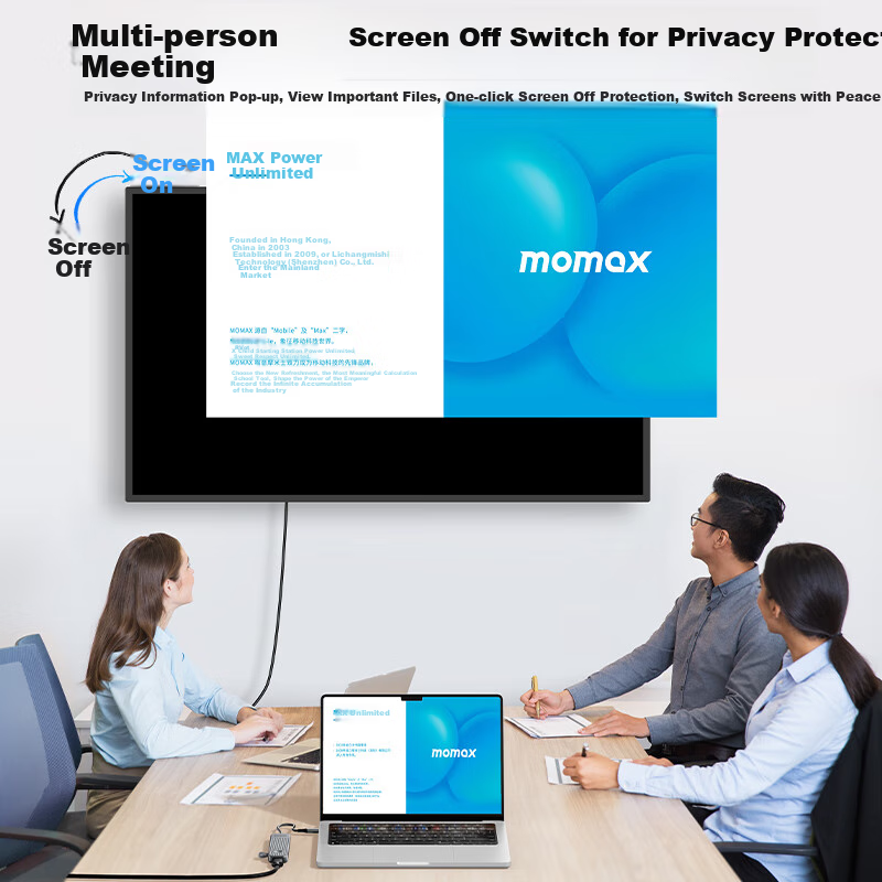 MOMAX Type-C Docking Station USB-C to HDMI Converter 4K60Hz Ultra HD Screen Mirroring Adapter Splitter Seven-in-One for Apple MacBook, Huawei Notebooks, etc.