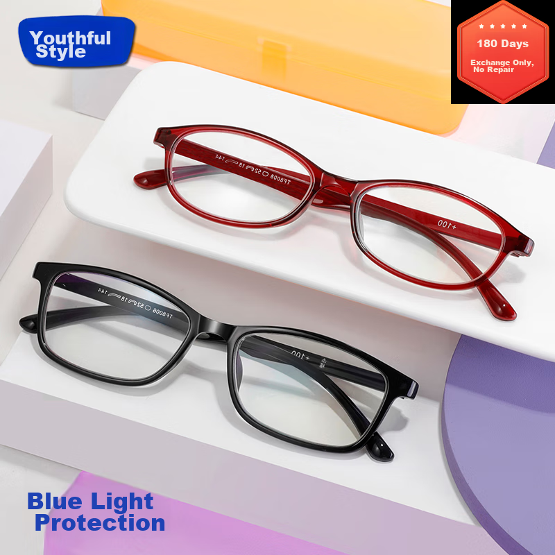 Young And Youthful Anti-Blue Light Tianfu Series Imported Men's High-Definition Ultra-Light Reading Glasses, Black TF8006 +150 Degrees