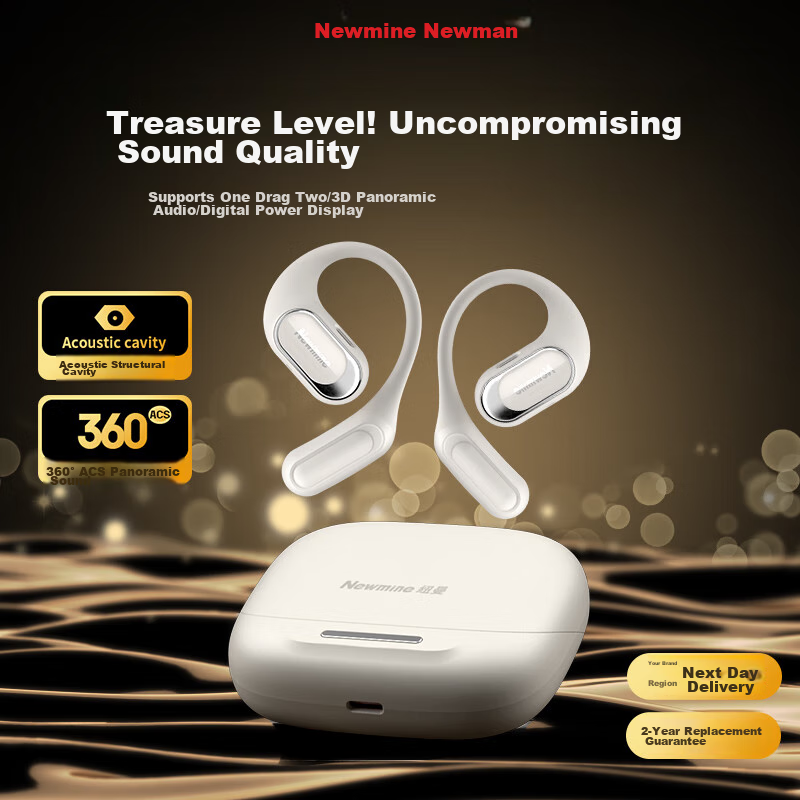 Newman Q10 Bone Conduction Bluetooth Headphones, Wireless, Over-Ear, Open-Style, Ear-Hook, Sports, Running, Noise-Cancelling, Long Battery Life, Suitable for Xiaomi, Apple, Top Ten in Sales