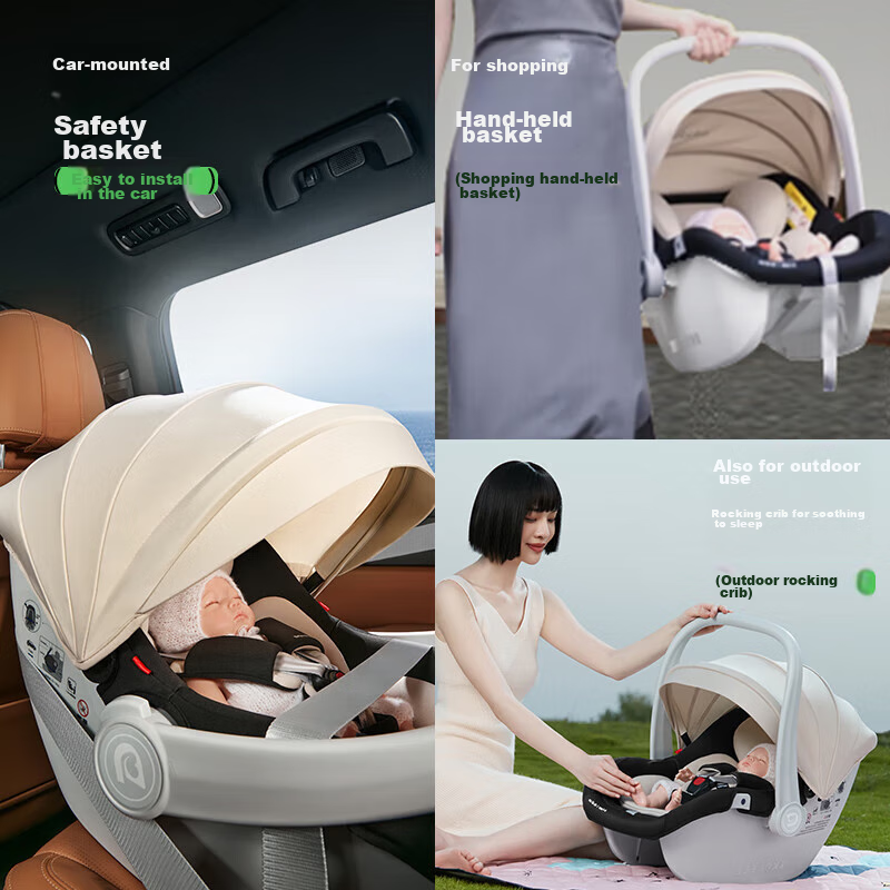 Ekobebe Newborn Baby Car Seat, Portable Car Seat for Infants, Car Travel Bassinet, Handheld Car Seat, Black And Pink